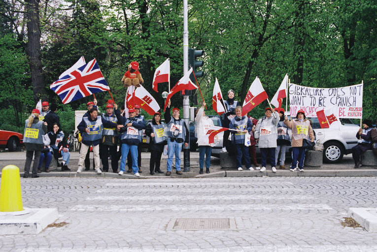 Demonstration outside the EP in Strasbourg for the recognition of the Gibraltar status