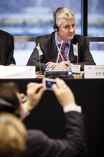 POLAND, Warsaw: Matthias GROOTE (S&D) is seen during EC-GLOBE-EP side event: Where is action taking place to address climate change in the run-up to the UN Leaders Summit