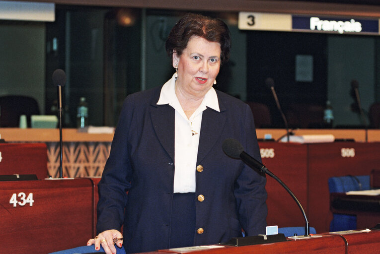 MEP Ritva Tellervo LAURILA speaks in plenary session in Strasbourg