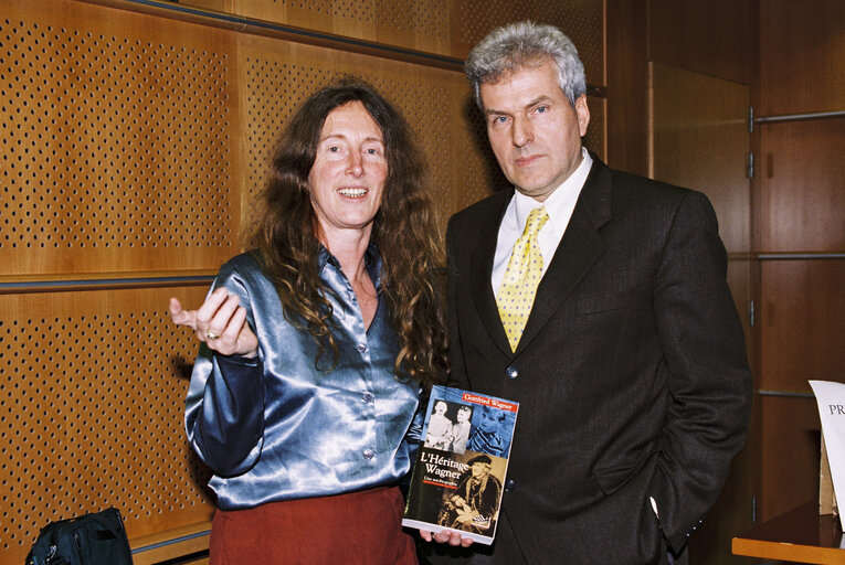 Photo 2: German multimedia director and publicist Gottfried WAGNER presents his book entitled L'heritage Wagner - Une autobiographie in Brussels