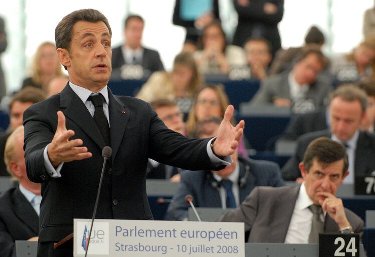 Valokuva 27: Formal sitting during the visit of  the President of France to the EP.