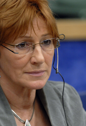 Foto 2: Christa PRETS MEP in a meeting at the EP in Strasbourg.