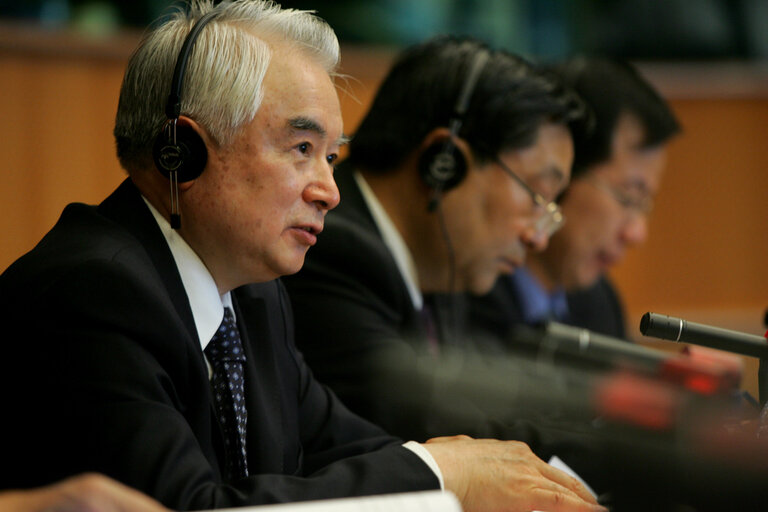 Fotografie 1: EU-China Interparliamentary Meeting - Representatives from the National People's Congress meet MEPs in Brussels. The meeting, co-chaired by EP Delegation Chair and by the Vice Chairman of the Foreign Affairs Committee of the National People's Congress, tackles political issues such as regional security and human rights, and economic issues such as agricultural policy and the international financial situation