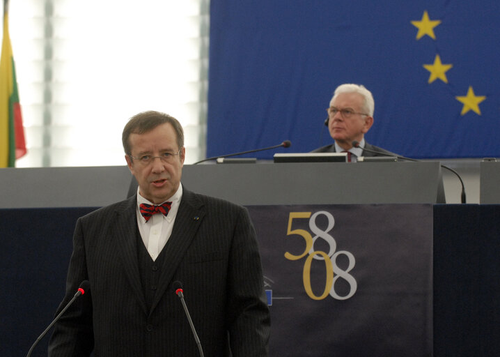 Fotografie 6: Formal sitting of the EP in Strasbourg during the visit of the President of the Republic of Estonia.