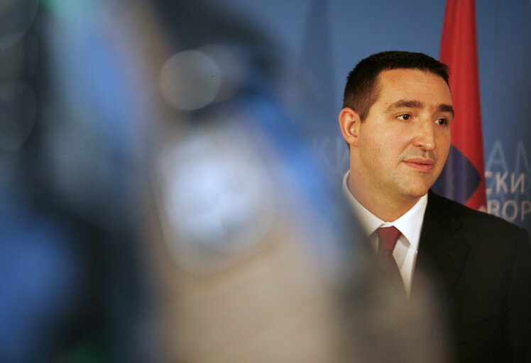 Photo 7 : Press conference following the EP President's meeting with the acting Speaker of the Serbian Parliament.