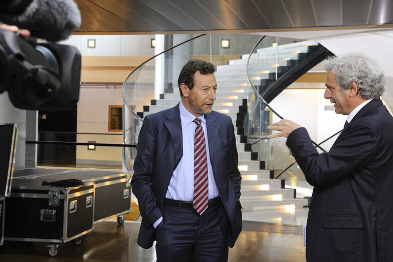 MEP Raffaele BALDASSARRE during an interview with the RAI television in Strasbourg