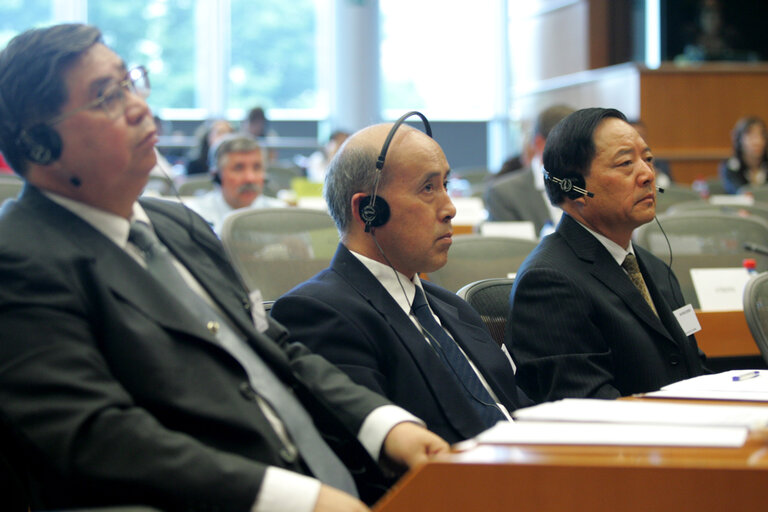 Fotografie 6: EU-China Interparliamentary Meeting - Representatives from the National People's Congress meet MEPs in Brussels. The meeting, co-chaired by EP Delegation Chair and by the Vice Chairman of the Foreign Affairs Committee of the National People's Congress, tackles political issues such as regional security and human rights, and economic issues such as agricultural policy and the international financial situation