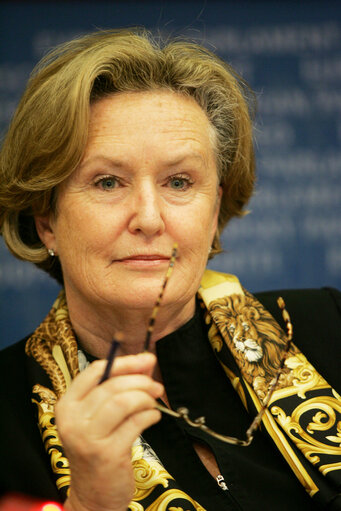 Fotografie 2: Avril DOYLE MEP in a meeting at the EP in Brussels.