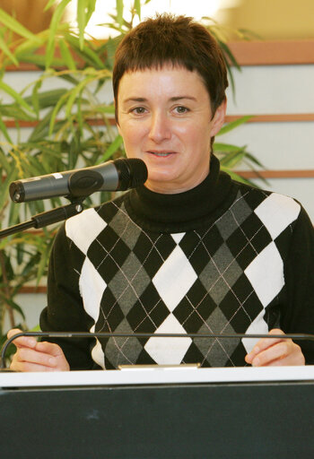 Jana HYBASKOVA in a meeting at the EP in Brussels.