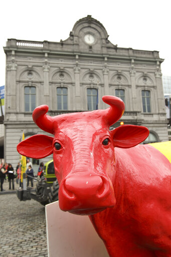 Fotografie 10: Milk producers of the European Milk Board protest in front of the European Parliament to draw attention to the pressing problems of the milk market.