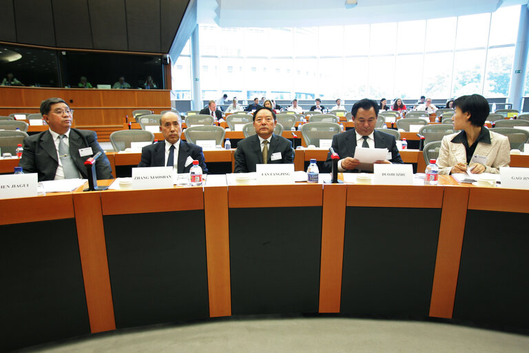 Fotografie 11: EU-China Interparliamentary Meeting - Representatives from the National People's Congress meet MEPs in Brussels. The meeting, co-chaired by EP Delegation Chair and by the Vice Chairman of the Foreign Affairs Committee of the National People's Congress, tackles political issues such as regional security and human rights, and economic issues such as agricultural policy and the international financial situation