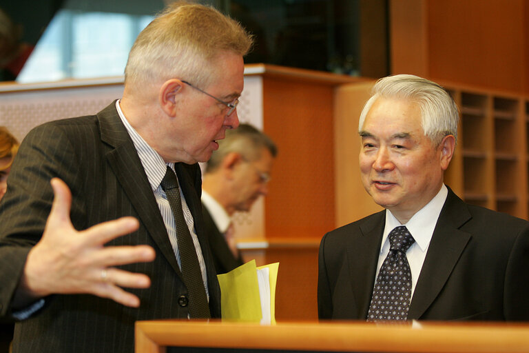 Fotografie 16: EU-China Interparliamentary Meeting - Representatives from the National People's Congress meet MEPs in Brussels. The meeting, co-chaired by EP Delegation Chair and by the Vice Chairman of the Foreign Affairs Committee of the National People's Congress, tackles political issues such as regional security and human rights, and economic issues such as agricultural policy and the international financial situation