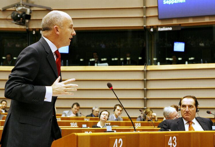 MEP Jose Javier POMES RUIZ speaks during a plenary session in Brussels