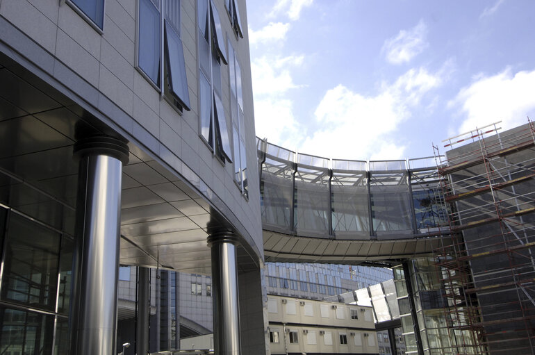 Ongoing construction works at the EP building in Brussels.