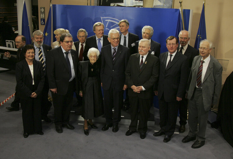 The European Parliament receives Nobel prize winners at the EP in Brussels.