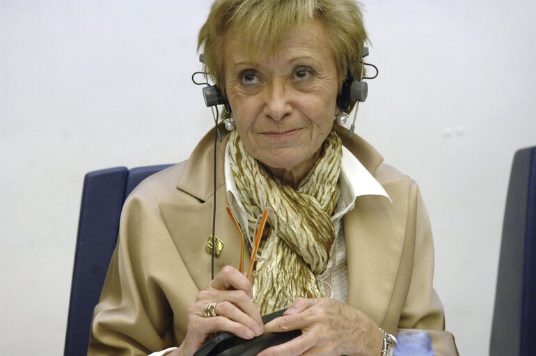 Maria Teresa Fernandez de la Vega, first Vice-President of the Spanish Government, attends a meeting in Strasbourg