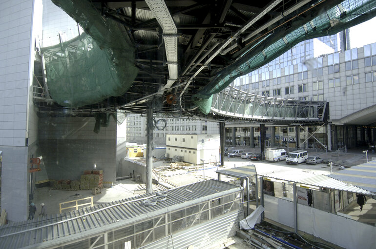 Ongoing construction works at the EP building in Brussels.