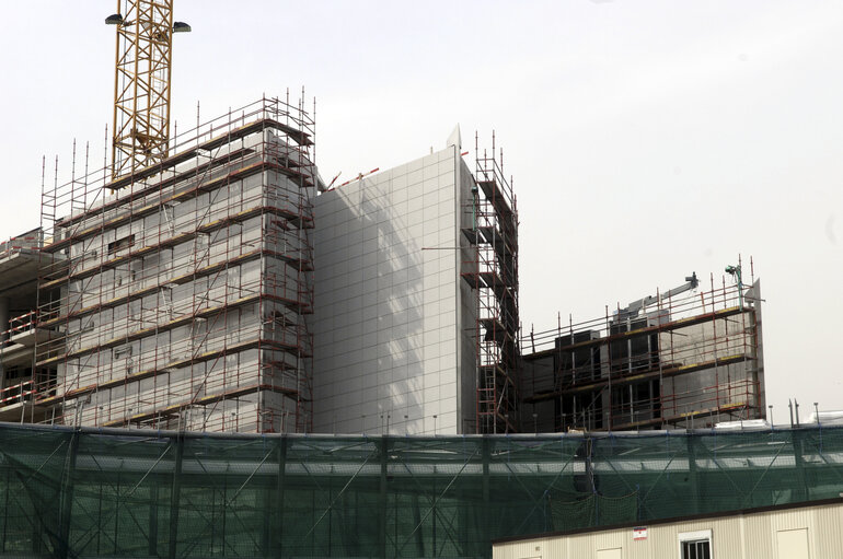 Ongoing construction works at the EP building in Brussels.