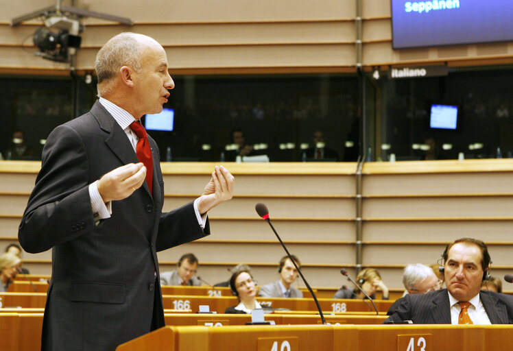 MEP Jose Javier POMES RUIZ speaks during a plenary session in Brussels