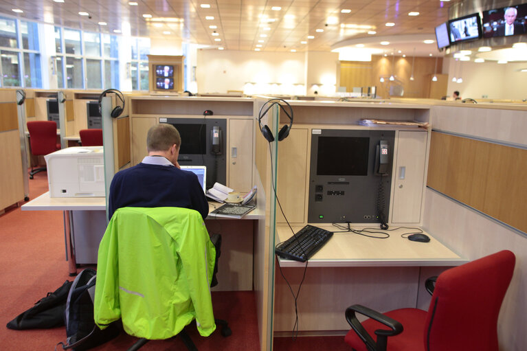 Pressroom of the European Parliament in Brussels