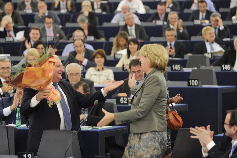 Photo 6: Corien WORTMANN-KOOL during votes in the hemicycle in Strasbourg, week 39