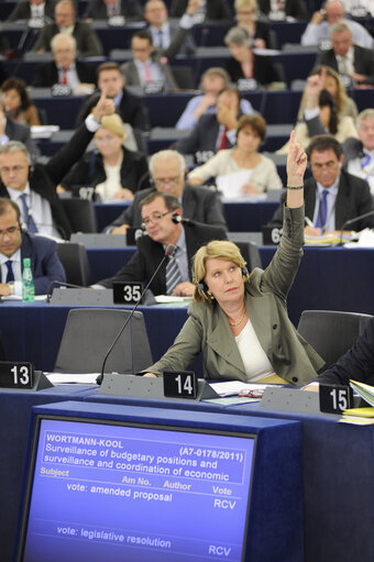Photo 10: Corien WORTMANN-KOOL during votes in the hemicycle in Strasbourg, week 39