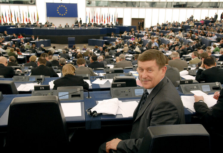 Zbigniew Krzysztof KUZMIUK MEP in plenary session in Strasbourg.