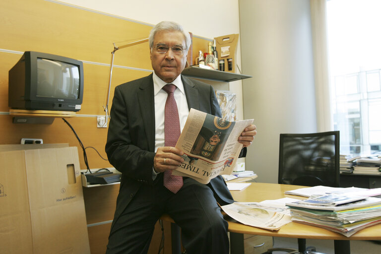 Panayiotis DEMETRIOU MEP in his office at the EP in Brussels.