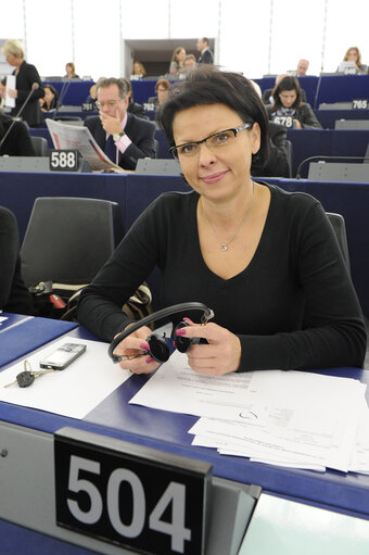 Billede 6: Malgorzata HANDZLIK during votes at the plenary session in Strasbourg