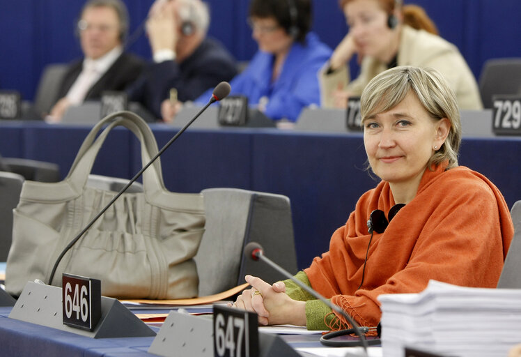 Marianne MIKKO MEP in Plenary Session in Strasbourg.