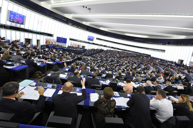 Fotó 16: Illustration - Hemicycle in Strasbourg, during a plenary  session