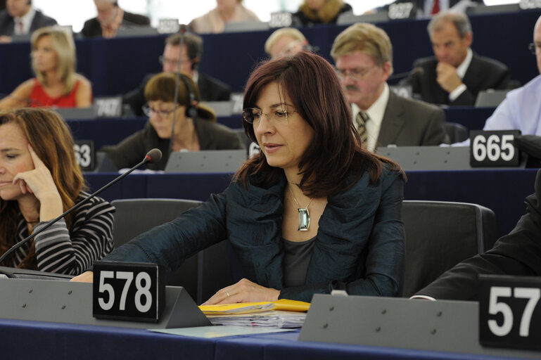 Foto 2: Romana JORDAN CIZELJ in Strasbourg hemicycle during votes