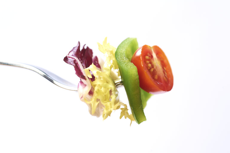 Fotografija 3: vegetable, food, pepper, tomato, salad, fork