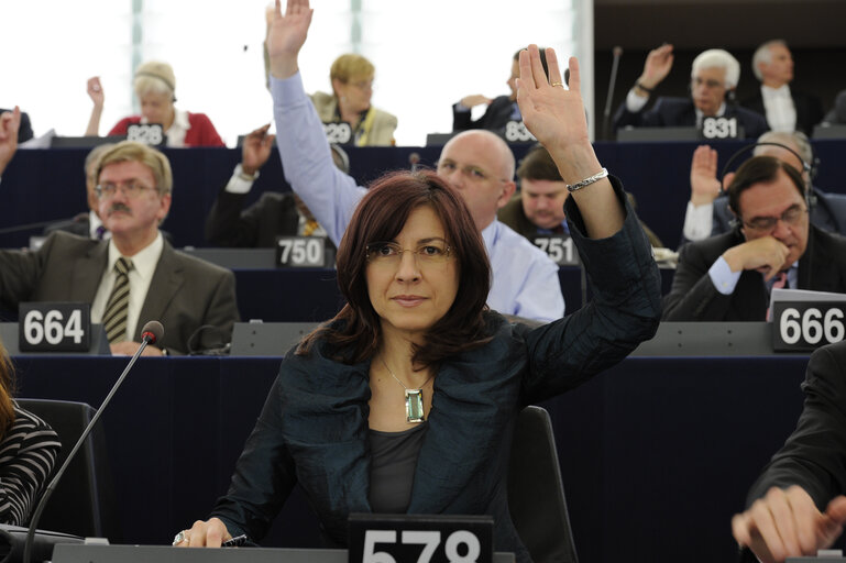 Foto 6: Romana JORDAN CIZELJ in Strasbourg hemicycle during votes