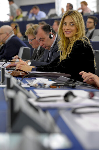 Photo 1 : Barbara MATERA in Plenary chamber during session week 51 2014