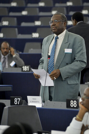 Photo 12 : 28th ACP-EU Joint Parliamentary assembly in Strasbourg  Sitting ' The social and economic consequences of malnutrition in ACP countries '  Statement of Commissioner in charge of international cooperation and development