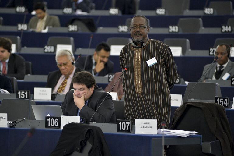 Photo 45 : 28th ACP-EU Joint Parliamentary assembly in Strasbourg  Sitting ' The social and economic consequences of malnutrition in ACP countries '  Statement of Commissioner in charge of international cooperation and development