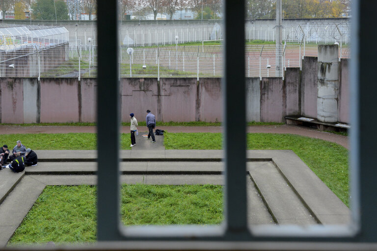 Strasbourg detention centre. Jailhouse courtyard