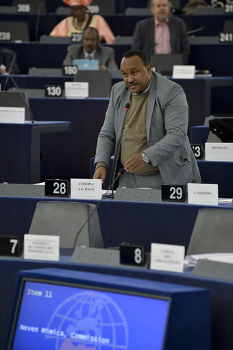 Photo 19 : 28th ACP-EU Joint Parliamentary assembly in Strasbourg  Sitting ' The social and economic consequences of malnutrition in ACP countries '  Statement of Commissioner in charge of international cooperation and development