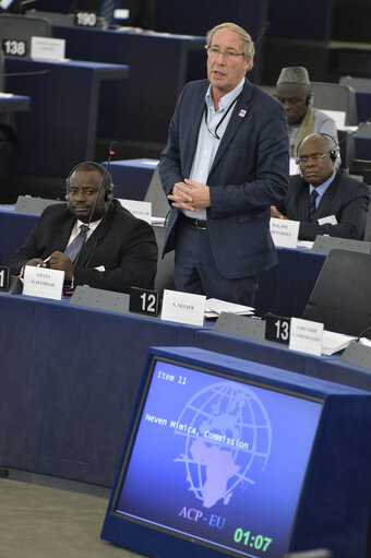 Photo 47 : 28th ACP-EU Joint Parliamentary assembly in Strasbourg  Sitting ' The social and economic consequences of malnutrition in ACP countries '  Statement of Commissioner in charge of international cooperation and development