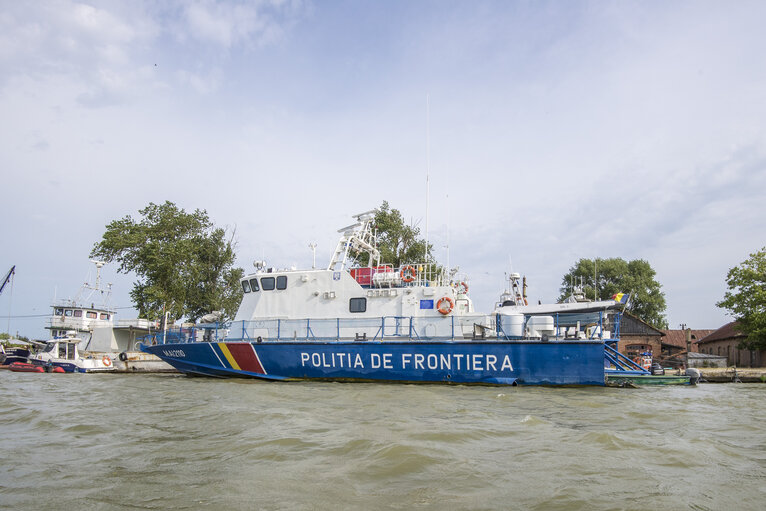 Border control sail patrol boat in Sulina (Romania)