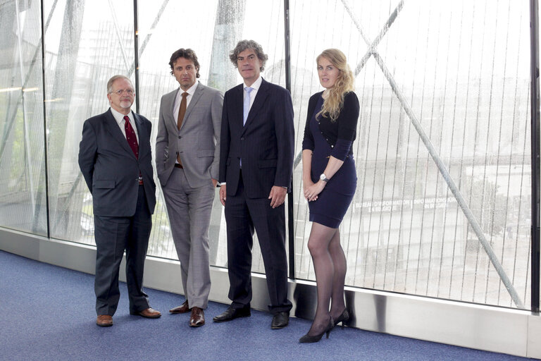 Valokuva 23: MEPs Hans JANSEN, Olaf STUGER, Marcel DE GRAAF and Vicky MAEIJER at the European Parliament in Brussels