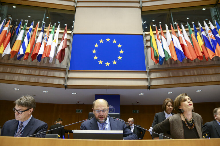 Photo 8 : Martin SCHULZ - EP President chairing of the Plenary: Conclusions of the European Council meeting of 18 and 19 February 2016