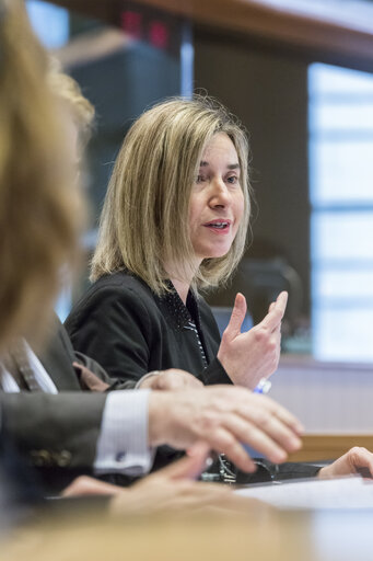 Photo 4: AFET Committee Meeting. Exchange of views with VP/HR Federica MOGHERINI on the conflicts in the MENA region and the refugee crisis.