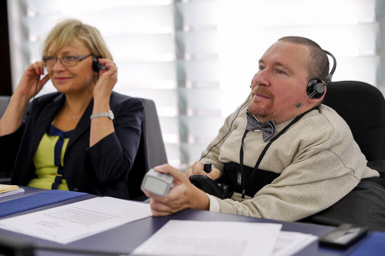 Photo 3 : Marek PLURA in plenary chamber week 38 2014 in Strasbourg