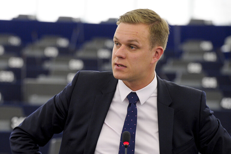 Gabrielius LANDSBERGIS in plenary chamber week 38 2014 in Strasbourg