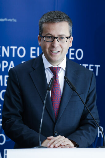 Fotografija 17: Press conference following the Hearing of Commissioner-designate for Research, Science and Innovation - ITRE