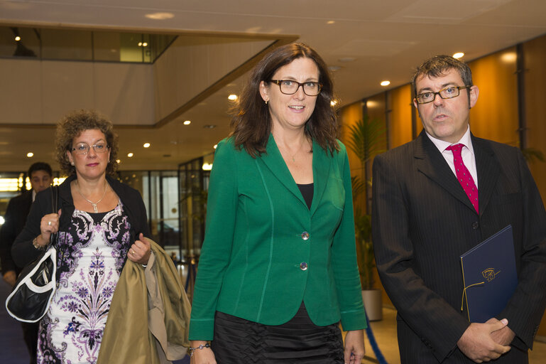 Nuotrauka 4: Arrival of Cecilia MALMSTROM, Commissioner-designate for Trade prior to her hearing at the European Parliament