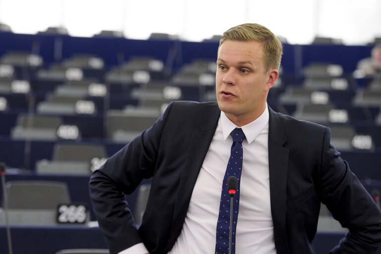 Gabrielius LANDSBERGIS in plenary chamber week 38 2014 in Strasbourg