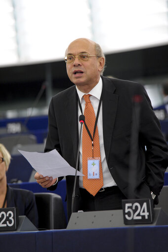 Fotografia 11: Plenary session week 38 2014 in Strasbourg - EU-Ukraine association agreement, with the exception of the treatment of third country nationals legally employed as workers in the territory of the other party  Recommendation:  Jacek Saryusz-Wolski